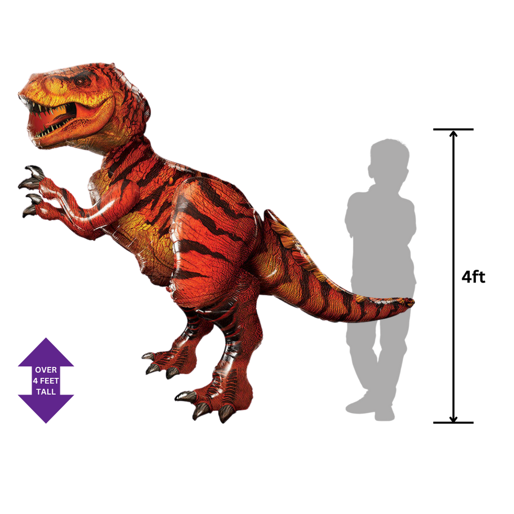 Red T-Rex balloon airwalker dinosaur Jurassic World theme from Parte Haus party supply store in Bethesda Maryland