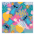Blue tropical themed cartoon napkin with colorful leaves and flowers for birthday from Parte Haus party supply store in Bethesda MD