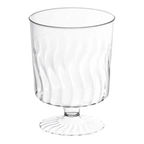 Clear plastic wine goblet with a wavy texture for celebrations from Parte Haus party supply store in Bethesda MD