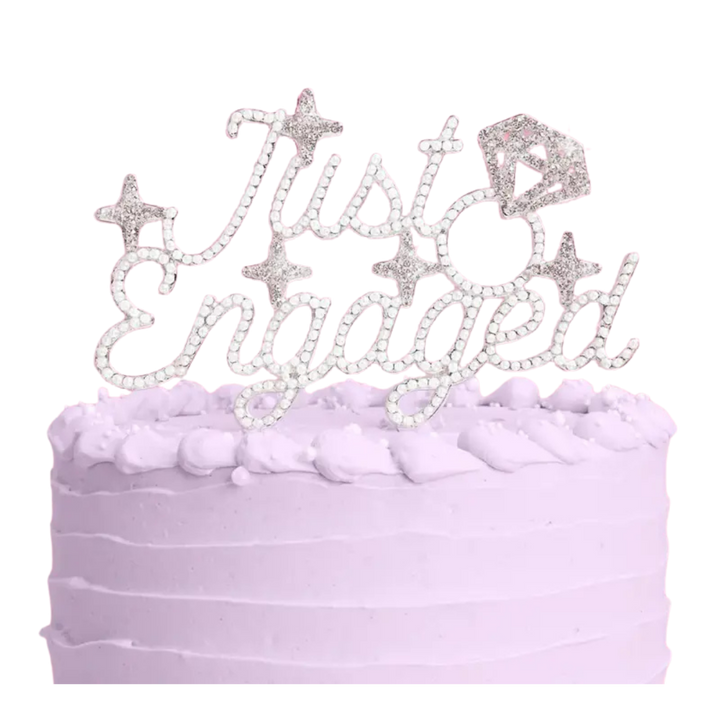Pearl Crystal "Just Engaged" Cake Topper