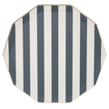 Midnight Blue Cabana Stripe Dinner Plates