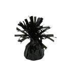 Black foil balloon weight with shiny tassel for birthdays from Parte Haus party supply store in Bethesda MD