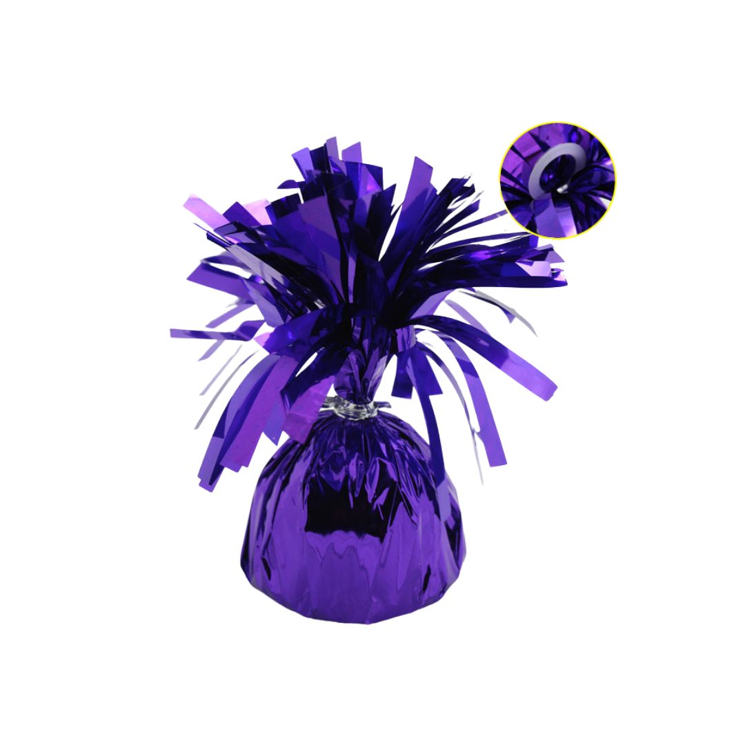 Purple foil balloon weight shiny decor for birthday from Parte Haus party supply store in Bethesda Maryland