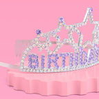 Purple rhinestone birthday tiara with stars for birthday celebration from Parte Haus party supply store in Bethesda Maryland