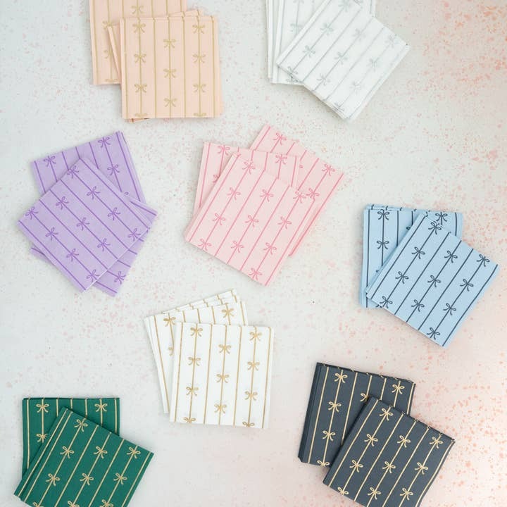 Emerald Green Signature Bow Cocktail Napkins