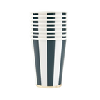 Midnight Blue and White Cabana Stripe Paper Cups