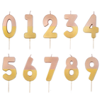 Pink and Gold Ombre 0-9 Number Candles