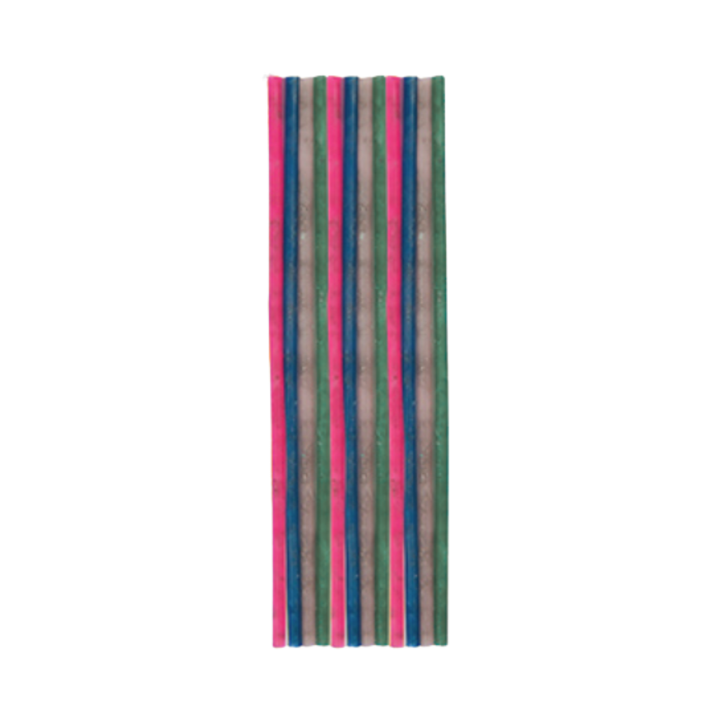 Multicolor striped candles with metallic finish for birthday from Parte Haus party supply store in Bethesda MD