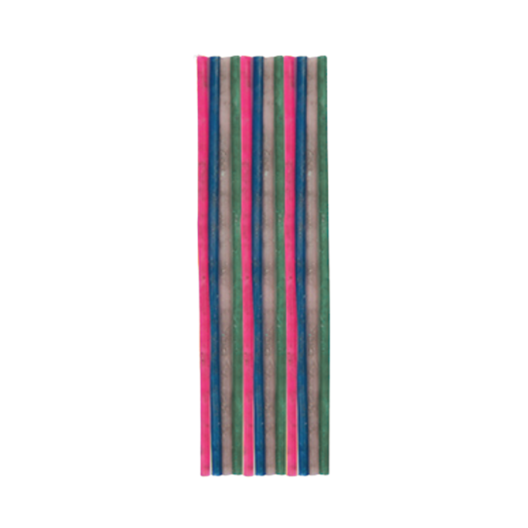 Multicolor striped candles with metallic finish for birthday from Parte Haus party supply store in Bethesda MD
