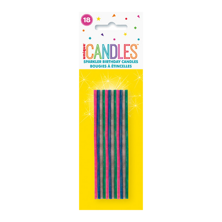 Multicolored Sparkler Birthday Candles - 18 pk
