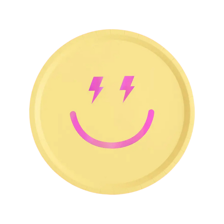 Pink and Yellow Smiley Large Dinner Plates