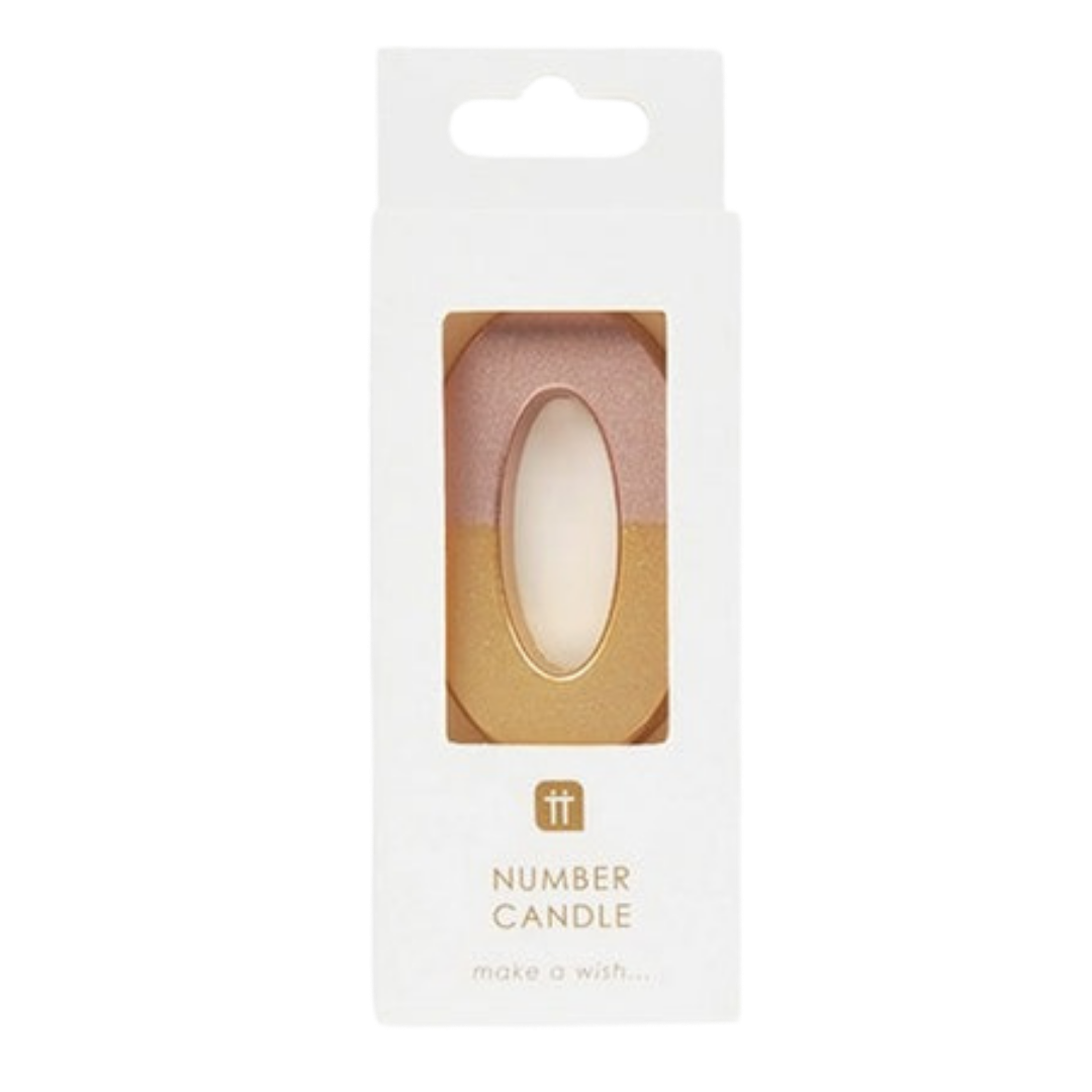 Pink and Gold Ombre 0-9 Number Candles