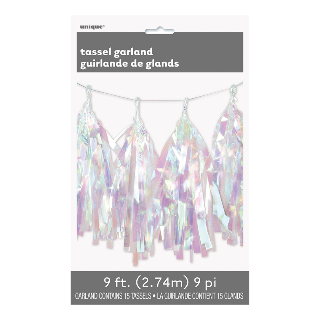 Iridescent Unicorn Birthday Foil Tassel Garland