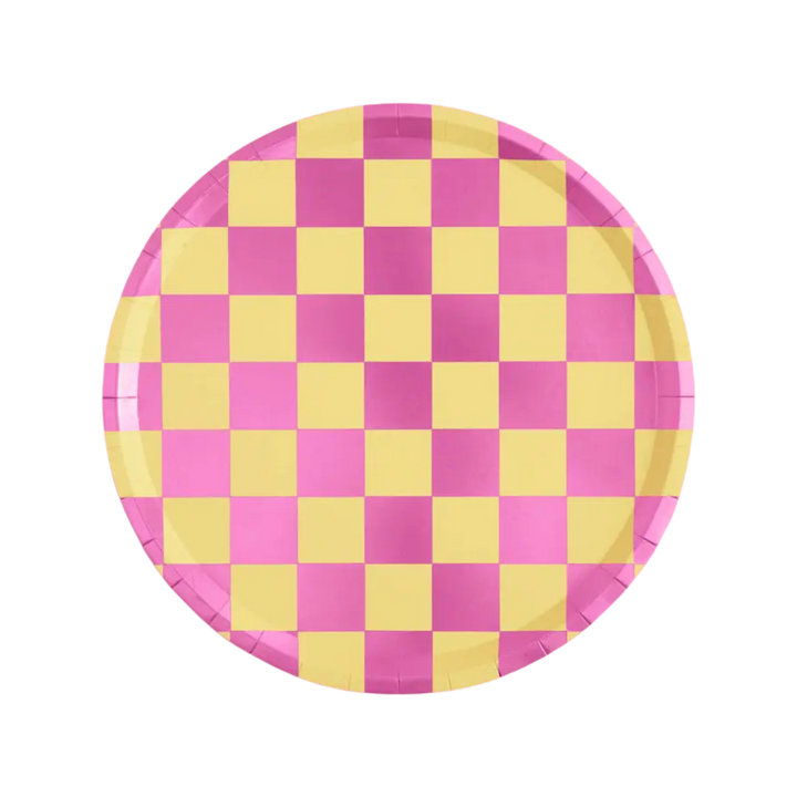 Pink and Yellow Smiley Large Dinner Plates
