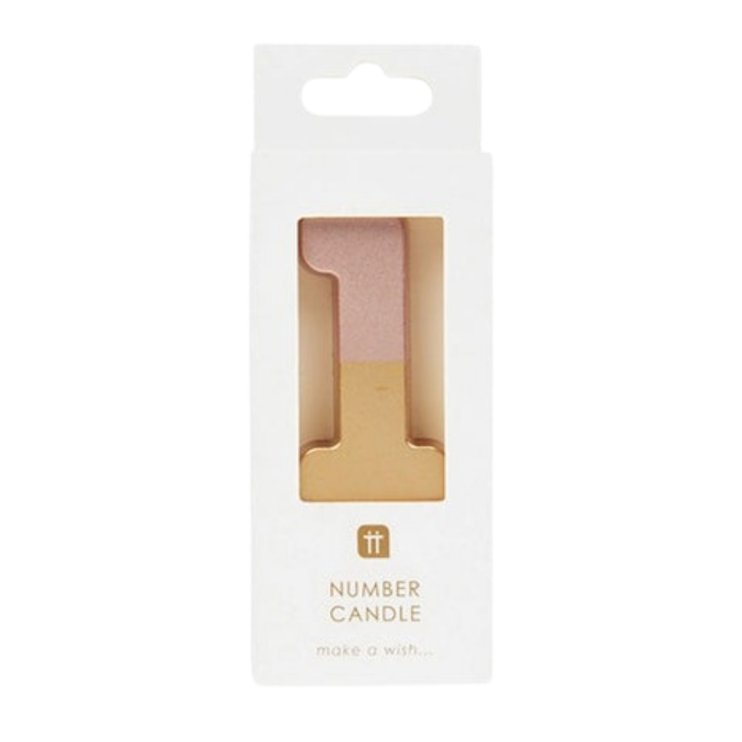 Pink and Gold Ombre 0-9 Number Candles