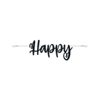 black happy script cake topper for birthday celebration from Parte Haus party supply store in Bethesda Maryland