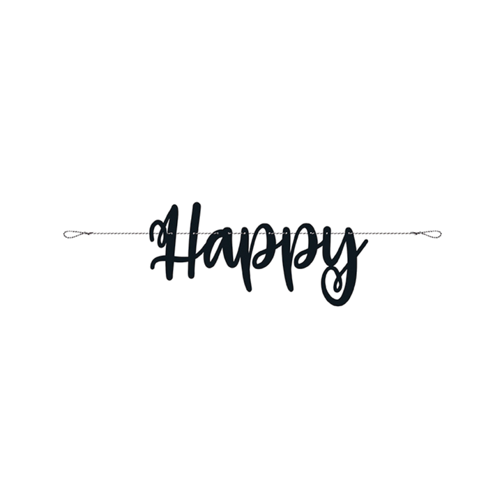 Black "Happy Birthday" Banner