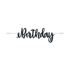 gold birthday banner with script text for birthday celebration from Parte Haus party supply store in Bethesda MD