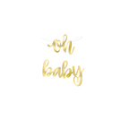 Gold oh baby banner baby shower decoration from Parte Haus party supply store in Bethesda MD