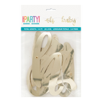 Gold oh baby banner with shiny script letters for baby shower from Parte Haus party supply store in Bethesda Maryland