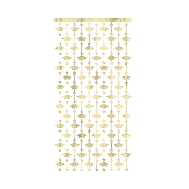 Gold Foil Grad Cap Photo Booth Backdrop