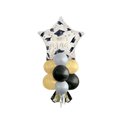 Black gold and silver graduation balloon bouquet with congrats grad star from Parte Haus party supply store in Bethesda Maryland.