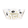 Clear and gold graduation bowl with grad caps for graduation theme from Parte Haus party supply store in Bethesda MD