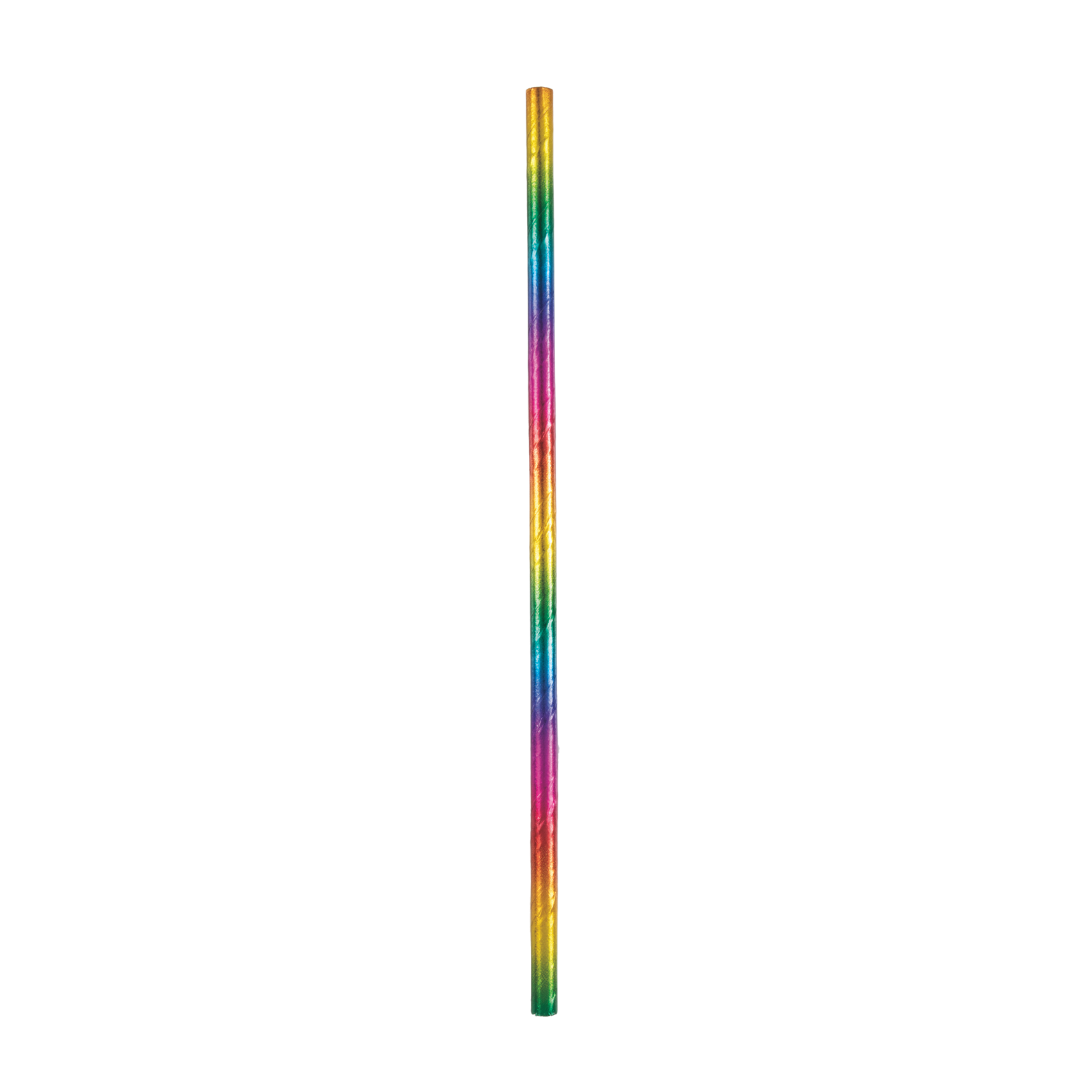 Rainbow Foil Paper Straws - 10 pk