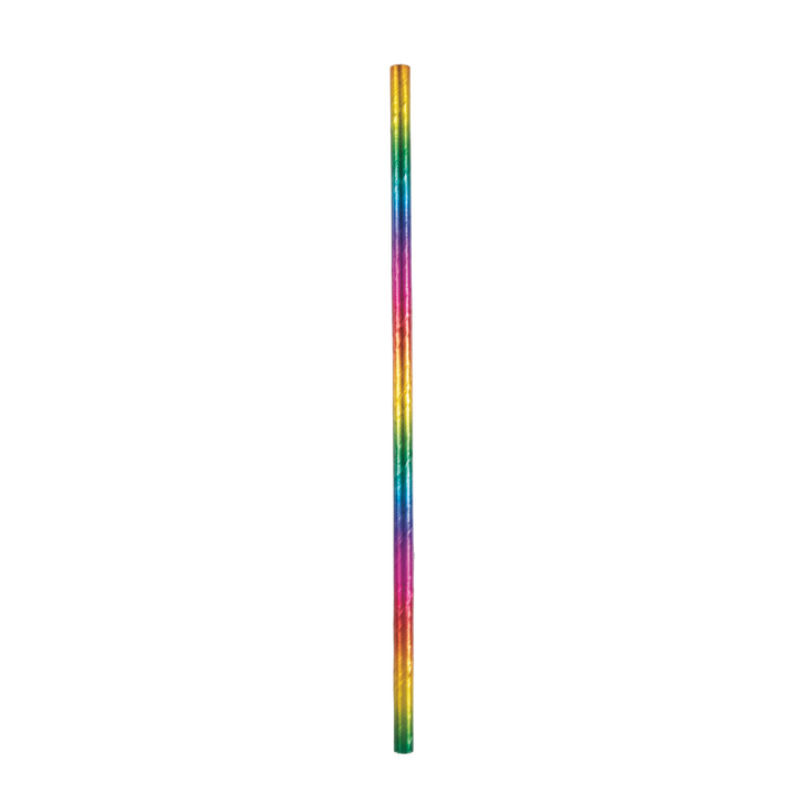 Rainbow Foil Paper Straws - 10 pk