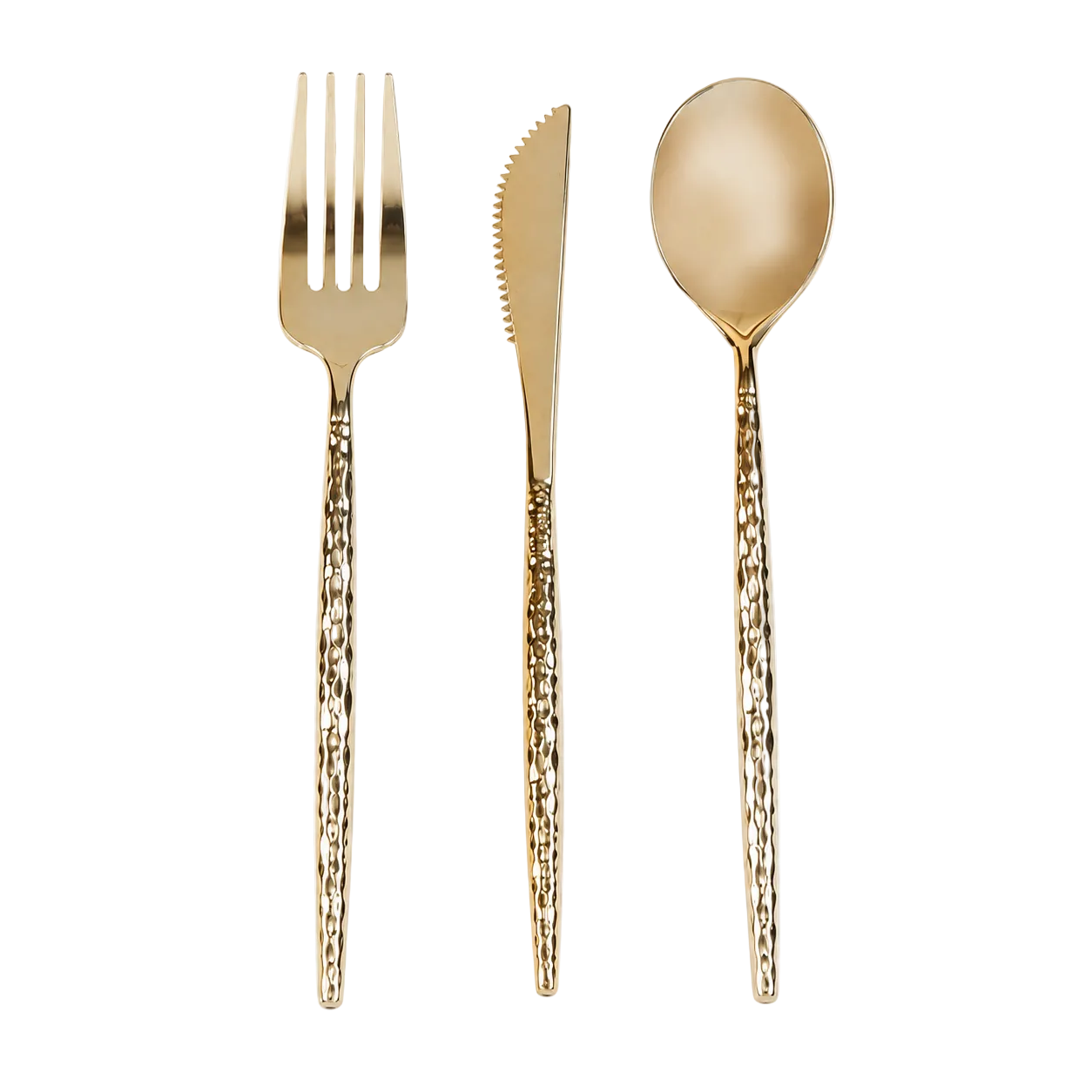 Gold Hammered Reusable Cutlery Set | 30 Pieces
