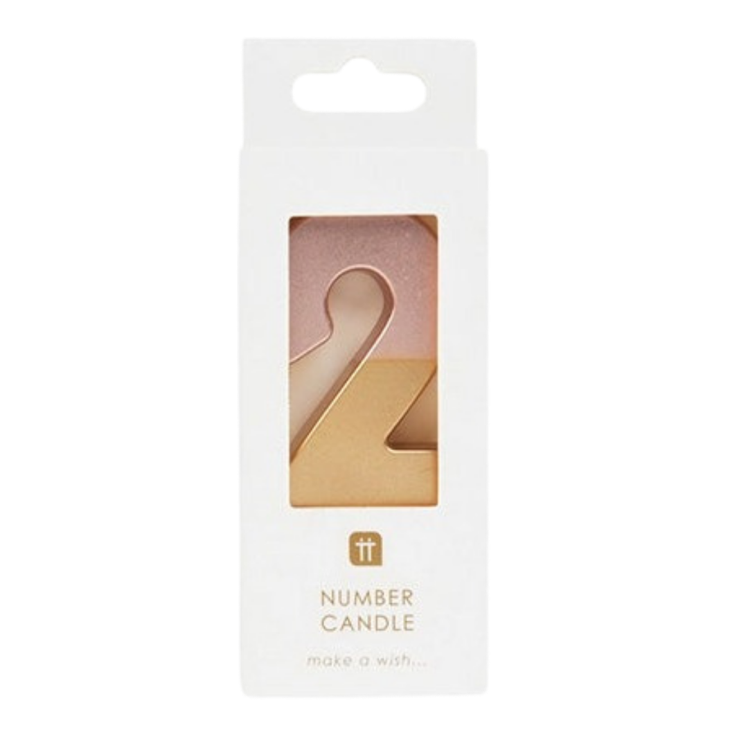 Pink and Gold Ombre 0-9 Number Candles