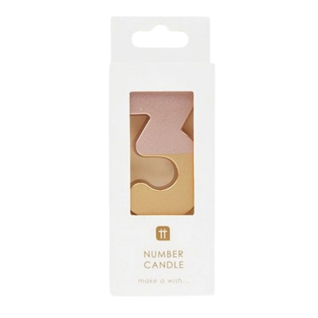 Pink and Gold Ombre 0-9 Number Candles