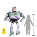 White and green Buzz Lightyear balloon figure with child silhouette Toy Story theme from Parte Haus party supply store in Bethesda MD