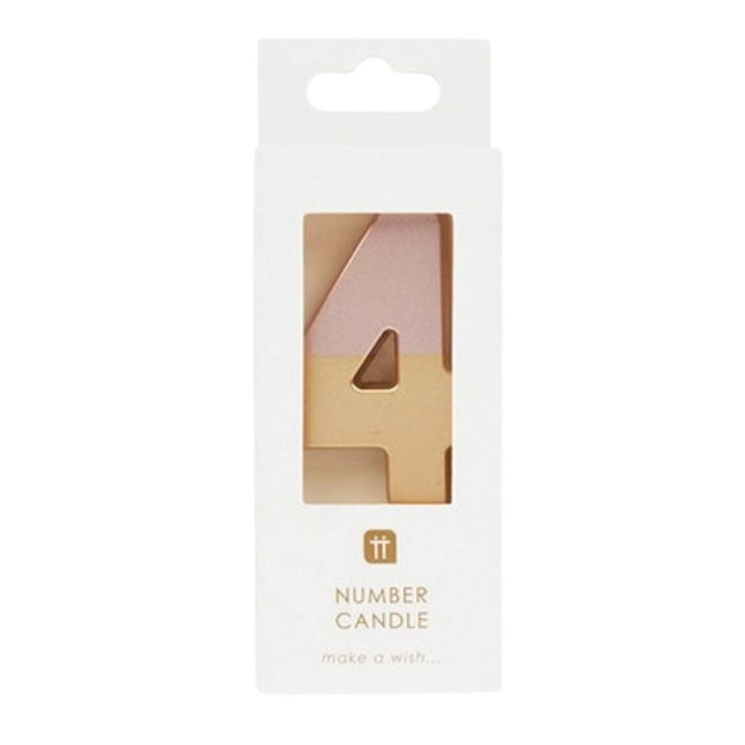 Pink and Gold Ombre 0-9 Number Candles