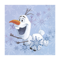 Blue Frozen snowman napkin with snowflake background for kids birthday from Parte Haus party supply store in Bethesda MD