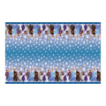 Blue Frozen table cover with snowflake pattern for kids birthday from Parte Haus party supply store in Bethesda MD