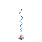 Blue Frozen swirl hanging decoration with Anna character for birthday from Parte Haus party supply store in Bethesda MD