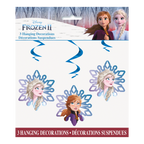 Blue and purple Frozen 2 hanging snowflake decorations birthday theme from Parte Haus party supply store in Bethesda Maryland