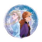 Blue Frozen balloon with Elsa and Anna snowflake design for kids birthday from Parte Haus party supply store in Bethesda MD