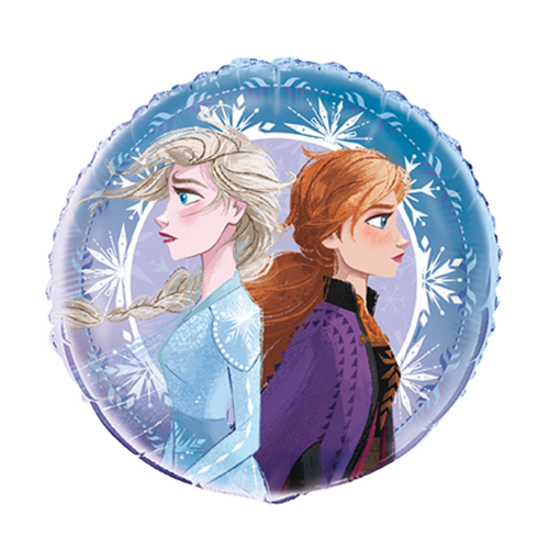 Blue Frozen balloon with Elsa and Anna snowflake design for kids birthday from Parte Haus party supply store in Bethesda MD