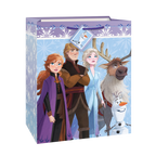 Blue Frozen gift bag with Anna Elsa Kristoff Sven and Olaf for birthday from Parte Haus party supply store in Bethesda MD
