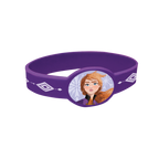 Purple Frozen bracelet with Anna illustration and snowflake detail from Parte Haus party supply store in Bethesda MD