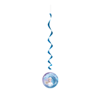 Blue Frozen swirl hanging decoration with Elsa snowflake design for birthday from Parte Haus party supply store in Bethesda MD