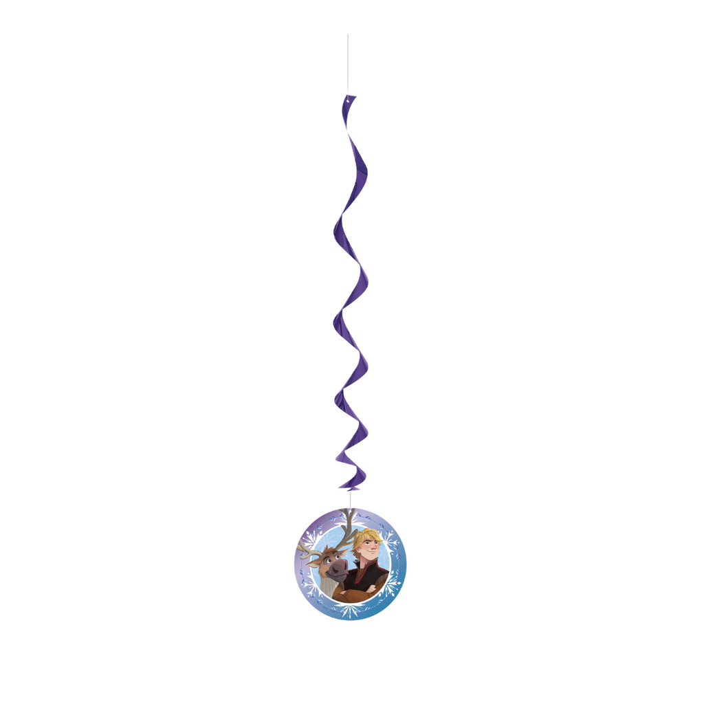 Blue Frozen swirl decoration with Kristoff and Sven for kids birthday from Parte Haus party supply store in Bethesda MD