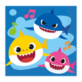 Yellow blue and pink shark birthday napkins with cartoon sharks for kids from Parte Haus party supply store in Bethesda MD
