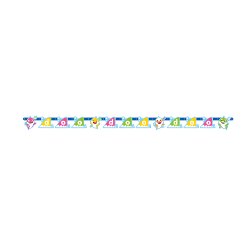 Colorful Baby Shark paper banner with cartoon sea animals for birthday from Parte Haus party supply store in Bethesda MD