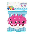 Blue and pink Baby Shark blowouts with cartoon shark face for birthday from Parte Haus party supply store in Bethesda MD