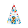 White Paw Patrol cone party hat with cartoon dog faces for kids birthday from Parte Haus party supply store in Bethesda MD