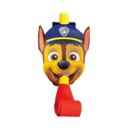 Blue and yellow Paw Patrol blowout favor with cartoon dog face for kids birthday from Parte Haus party supply store in Bethesda MD
