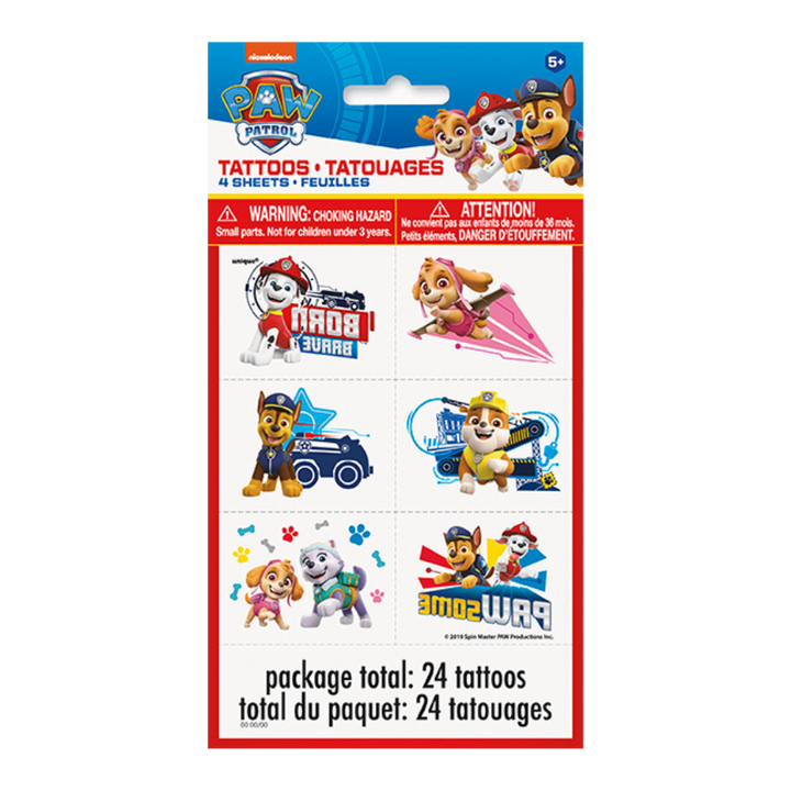 Paw Patrol Tattoo Sheets/Favors (24 Tattoos)